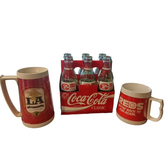 Vintage 1994 Cincinnati Reds World Champs 6 Pack Coke Bottles 2 Insulated Cups - Picture 2 of 12